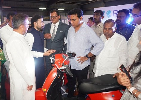 KTR seen inspecting just launched EV Scooters Retro and Pace