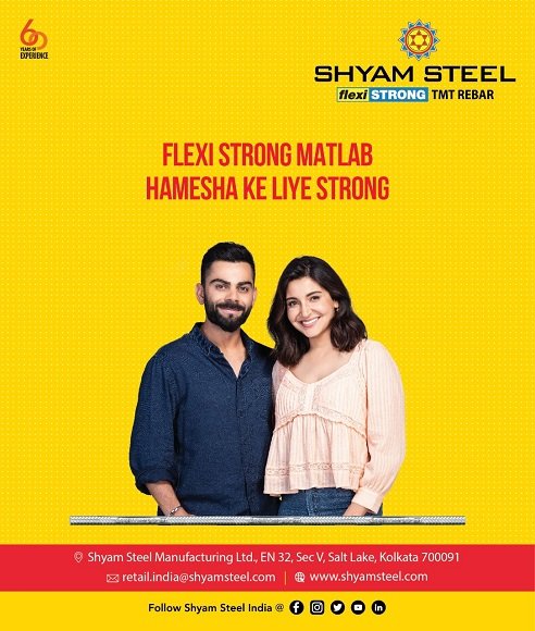 Shyam Steel launches its new TVC Campaign featuring Virat Kohli & Anushka Sharma