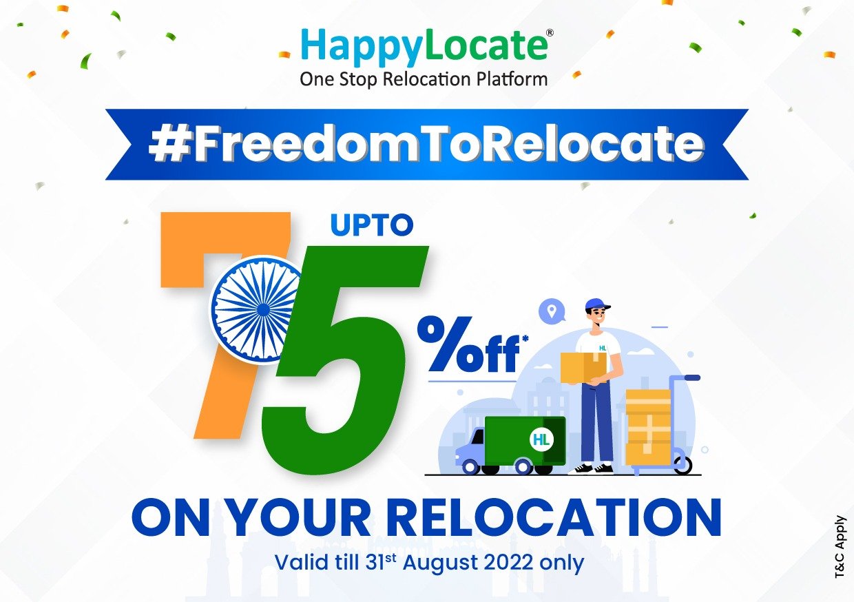 HappyLocate launches #FreedomToRelocate to celebrate 75th Independence Day, announces up to 75% discount on any within the city relocation service across 5 cities