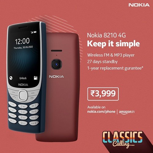 Nokia 8210 4G, a Classic icon, Reborn with 4G and Modern Essentials launch in India…