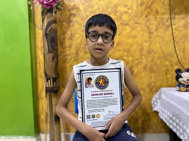 Newtown’s 7 year old Arshabh Behera, achieves Forever Star Book of world record