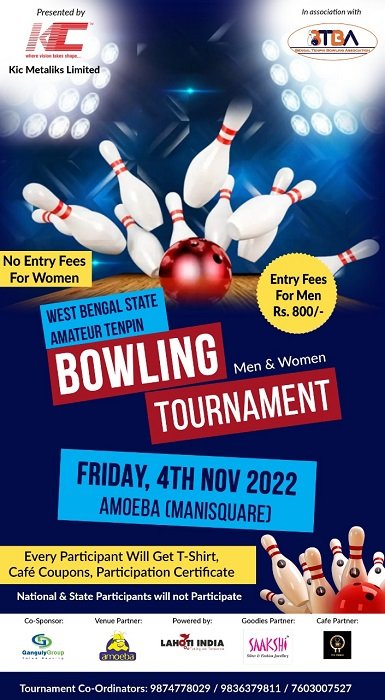 1st ever Amateur Tenpin Bowling Tournament for men and women on 4th of november 2022 at Amoeba (Manisquare)
