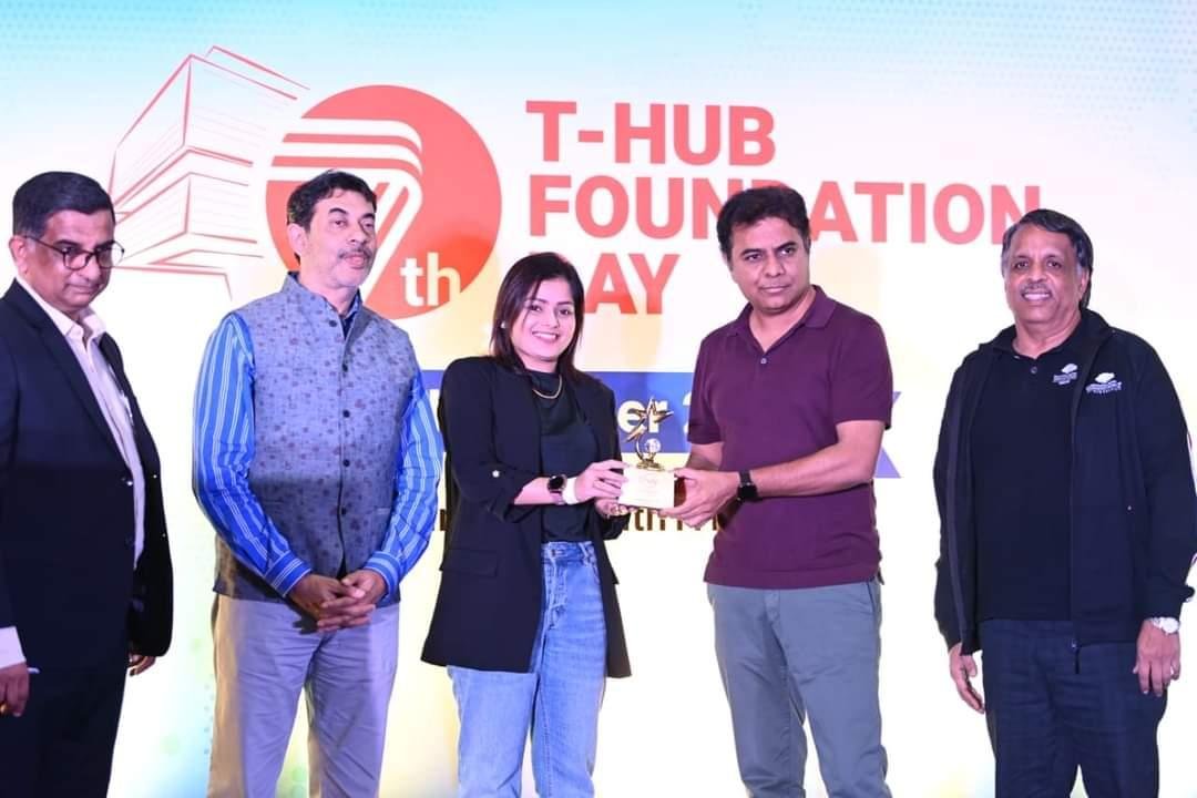 Devidutta Dash – Founder & CEO  Lemme Be Honored With the Women Ahead -2022 Award at the 7th T-hub Foundation Day by the IT  Minister KT Rama Rao